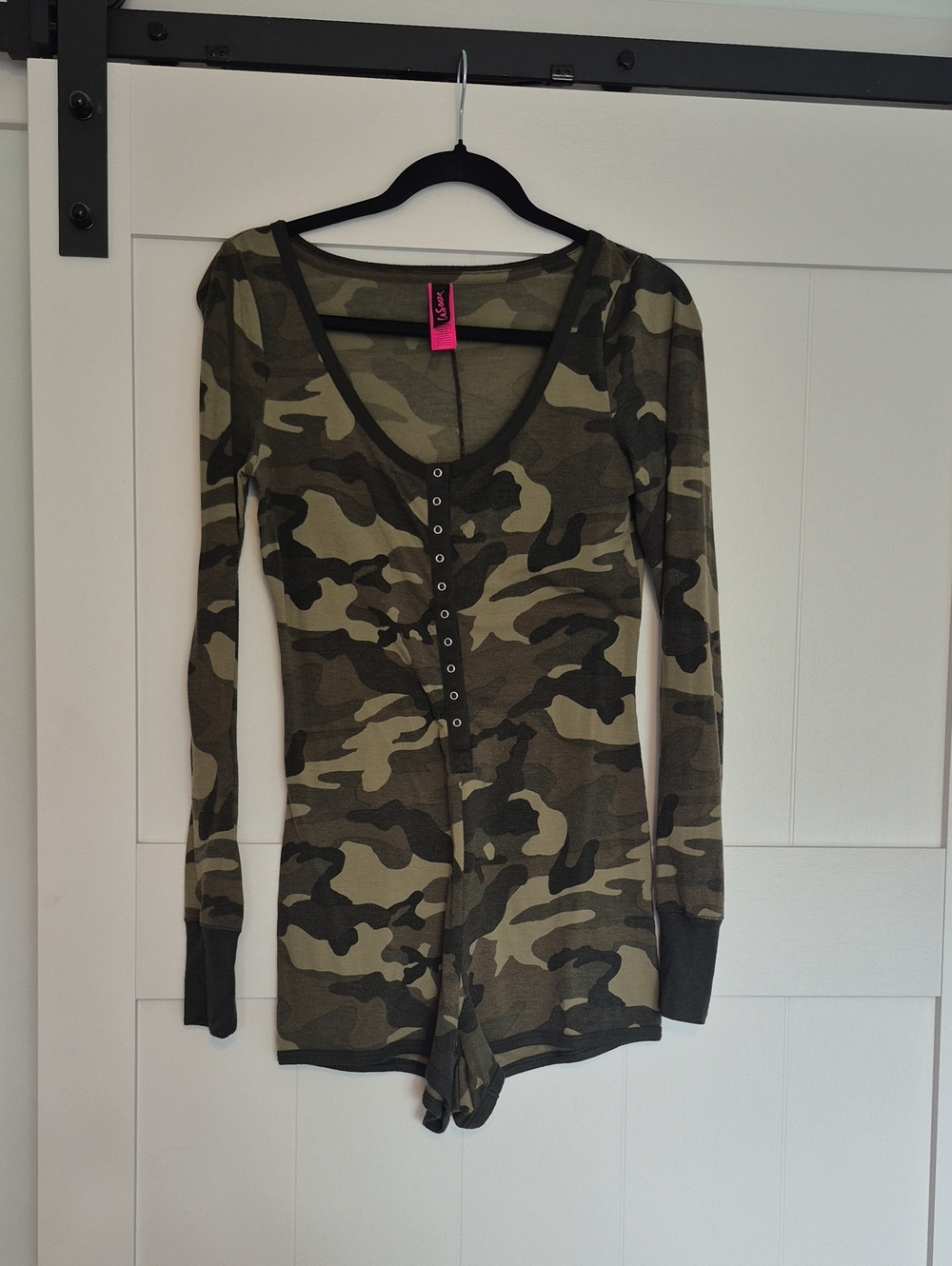 La SENZA Olive Camo Long-Sleeve Henley Bodysuit